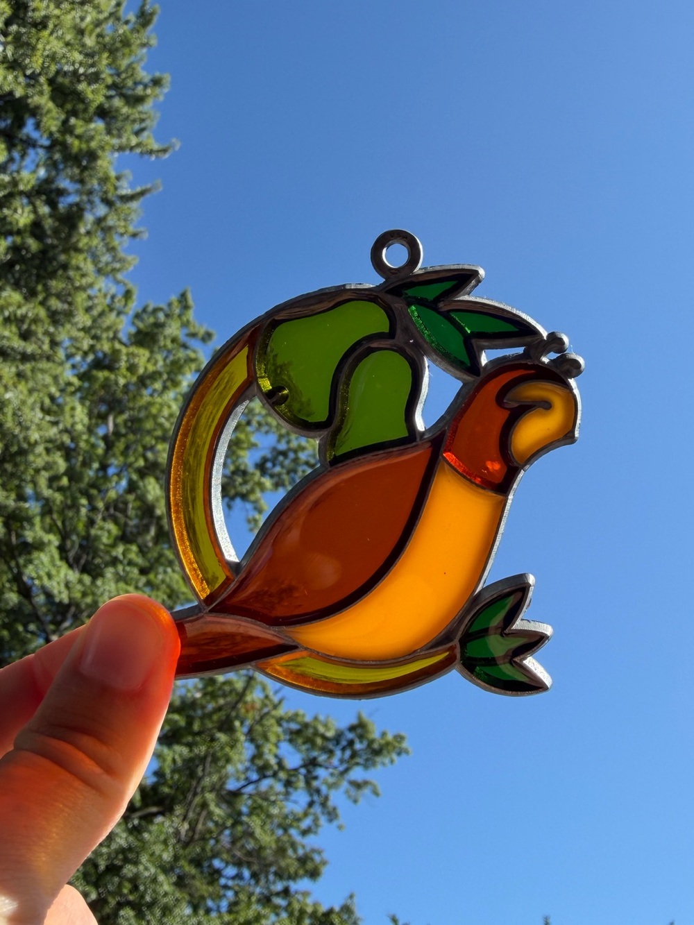 Vintage Stained Glass Bird Suncatcher